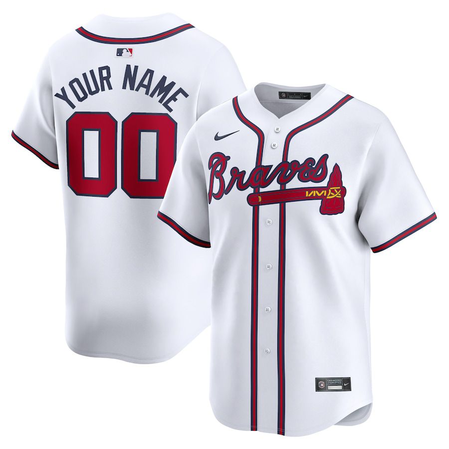 Men Atlanta Braves Nike White Home Limited Custom MLB Jersey->customized mlb jersey->Custom Jersey